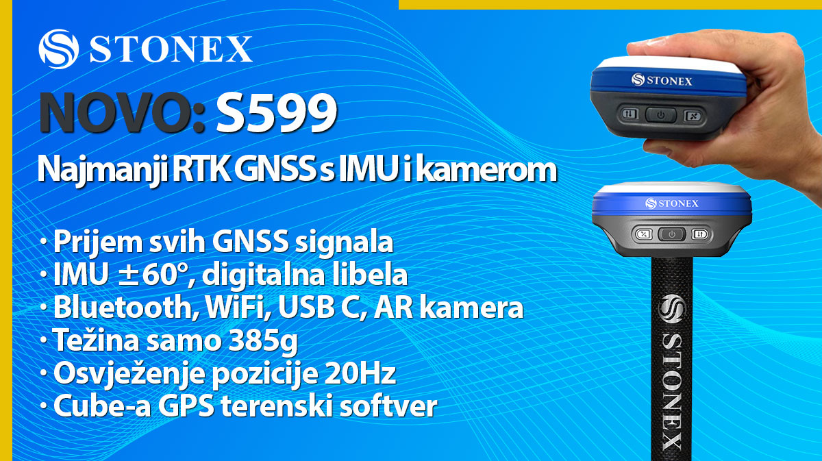 NOVO: STONEX S599 najmanji RTK GNSS s IMU i AR kamerom
