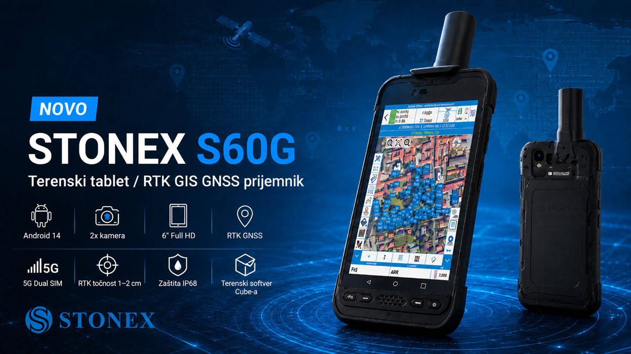 NOVO: STONEX S60G Sve-u-jedan RTK/GIS GNSS prijemnik
