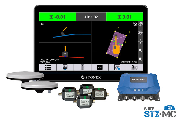 STONEX STX-MC sustav za upravljanje bagerima s ekranom, GNSS antenama i senzorima