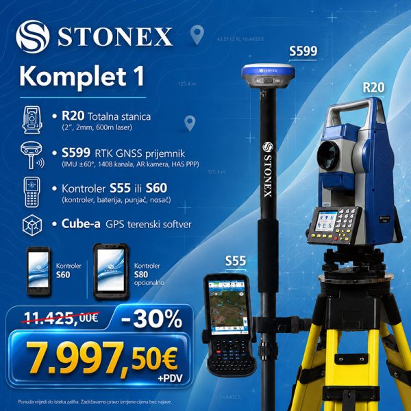 R20 totalna stanica + S599 GNSS — Komplet 1
