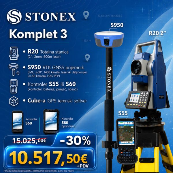 R20 totalna stanica + S950 GNSS — Komplet 3