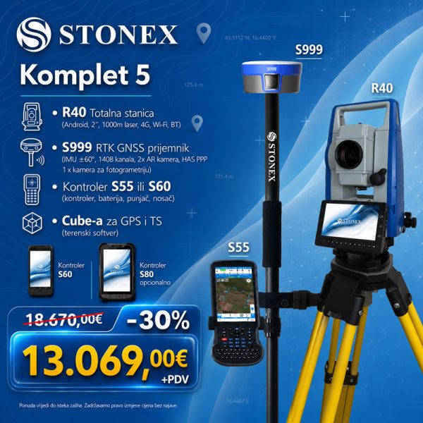 R40 totalna stanica + S999 GNSS — Komplet 5