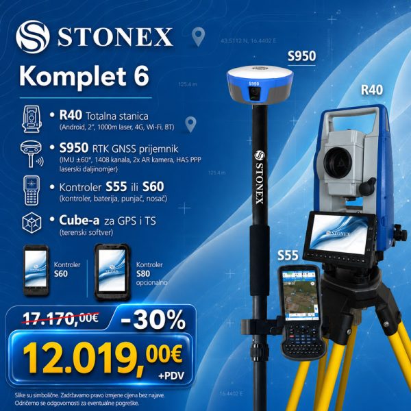 R40 totalna stanica + S950 GNSS — Komplet 6