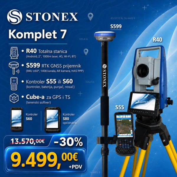 R40 totalna stanica + S599 GNSS — Komplet 7