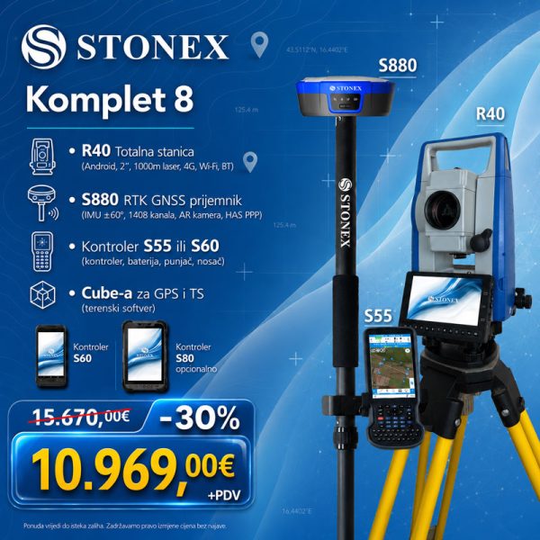 R40 totalna stanica + S880 GNSS — Komplet 8