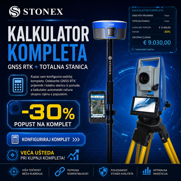 Kalkulator kompleta — STONEX GNSS RTK prijemnik, kontroler i totalna stanica